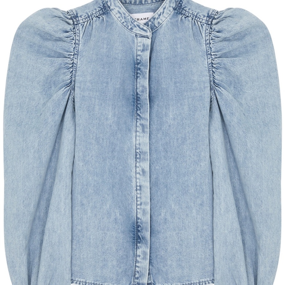 Frame Gillian Denim Puff ShoulderTop
